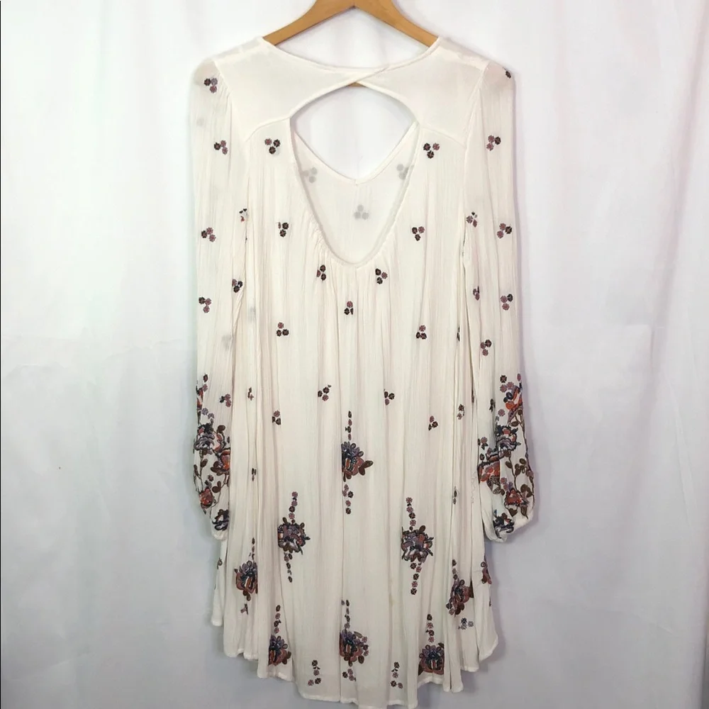 Free People Embroidered Oxford Swing Cut Out Mini Dress Size L - Picture 8 of 11